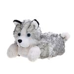 Onmygogo Fuzzy Husky Animal Winter Dog Slippers for Men and Women (Men size 8-10.5, Light grey)