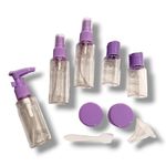 Travel Curry - Travel bottles for Toiletries - 10 in 1 Travel Bottle Kit Set - Leakproof with Lock, Portable Refillable - Use for Shampoo, Body Wash, Face Spray, Perfume (Set of 10 - Purple)