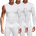 VLITEPRO 3 Pack Men's Short Sleeve Compression Shirts Athletic Base Layer Running Top UV Sun Protection Outdoor Shirts, White, Medium-Large