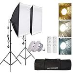 FOTOCREAT Softbox Photography Lighting Kit 20"X28" Professional Continuous Lighting Equipment Photo Studio Photography Set with E27 Socket 5700K LED Bulbs for Portraits and Video Product Shooting