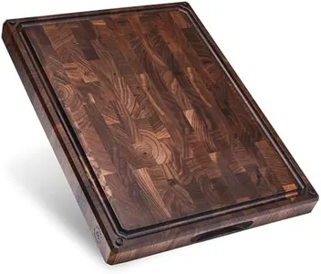 Sonder Los Angeles Alfred Cutting Board Made in USA | Black Walnut End Grain Cutting Board with Non-Slip Feet, Juice Groove, Sorting Compartments | Gift Box Included | 17x13x1.5 in