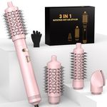 3 in 1 Rotating Hair Dryer Brush Spinning,Rotating Hot Air Brush,Rotating Hair Dryer Brush 3 Heats and 2 Speeds,Straight,Rotating Curling Brush with Detachable Brush(2" & 1.5")