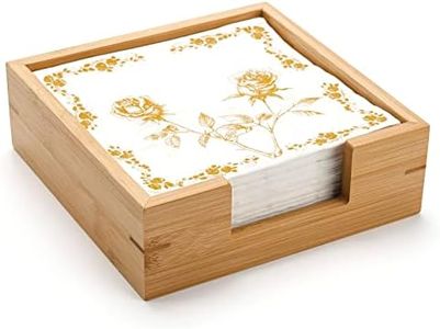 Bamboo Napkin Holder Square, 7.5" x 7.5" x 2.5", Wood Napkin Tray, Wooden Guest Towel Holder for Kitchen Table Countertop