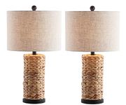 JONATHAN Y JYL6502A-SET2 Set of 2 Table Lamps Elicia 25" Sea Grass LED Coastal for Bedroom, Living Room, Office, College Dorm, Coffee Table, Bookcase, Natural
