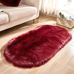 YIWOYI Rugs Living Room Large,rugs Bedroom,bedroom Rugs,Soft Faux Sheepskin Fur Chair Cushion Area Rugs for Bedroom Floor Plush Carpet White Bedside Mat (wine red,60x120cm)