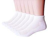 Women's Anti-Blister Moisture Wicking Athletic Workout Ankle Quarter Cushion Cotton Socks for Hiking Cycling Running Walking White 6 Pairs