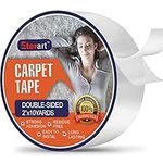 Eterart Double Sided Carpet Tape Heavy Duty for Area Rugs,Tile Hardwood Floors,Over Carpet,Rug Tape High Adhesive and Removable,Strong Sticky Tape,Indoor/Outdoor,Residue Free,2 Inches x 10 Yards,White