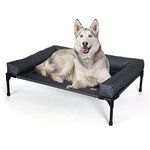 K&H Pet Products Outdoor Dog Bed Bolster Dog Cot Cooling Dog Hammock, Metal Frame with Washable Mesh Cover, Raised Outside Dog Bed Off Ground Camping Bed for Large Dogs - Charcoal Large 42" X 30"