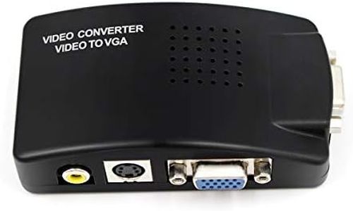 HDSUNWSTD PC Laptop Composite Video TV RCA Composite S-Video AV in to PC VGA LCD Out Converter Adapter Switch Box Black