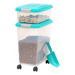 IRIS USA, Inc. Airtight Pet Food and Treat Storage Container Combo, sea Foam Blue (500089)