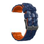 Fleshy leaf 22mm Football pattern Quick Release Soft Silicone Replacement Strap,Band for Samsung Gear S3 Frontier/Gear S3 Classic/Galaxy Watch 46mm, Compatible with Galaxy Watch 46mm/Ticwatch Pro/S2/E2/Huawei Watch GT (Midnight blue-orange)