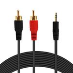 3.5mm Jack to 2 x RCA Phono Stereo Audio Cable Extra Long Lead - 3 Meter Gold Plated Connectors