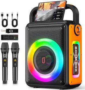 PPMIC Karaoke Machine for Adults and Kids, Portable Outdoor Bluetooth Speaker with 2 Wireless Microphones Supports DJ Lights, TWS, Bass/Treble for Party