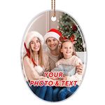 Personalized Christmas Ornaments 2024, Double-Side Custom Christmas Ornament, Oval Ceramic Photo Ornament Christmas Tree Decorations for Kids, Mom, Dad, Family, Loved One