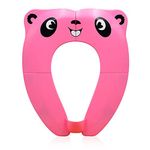 Pejoye Folding Toilet Seat Toddler, Portable Toilet Training Seat for Kids, Foldable Travel Toddler Toilet Seat in ABS Material with 8 Anti Slip Silicon Pads and 1 Carry Bag, Pink Panda