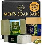 Bar Soap for Men - 3-Pcs Mens Soap Bar - Natural Soap - Mens Bar Soap - Body Soap Bars - Men Soap - Natural Soap for Men - Organic Men's Soap Bars - Exfoliating Soap Bar - Citrus, Olive & Mint