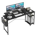 Mexin 63 Inch Computer Desk with Monitor Stand & 2-Tier Storage Shelves, Home Office Writing Desk Study Table Workstation, Black