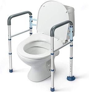 GreenChief FSA/HSA Eligible Toilet Safety Rails Foldable, Stand Alone Toilet Frame Adjustable Height, Bathroom Toilet Handles with Suction Cups, Freestanding Toilet Bars for Elderly Handicap(300 LB)