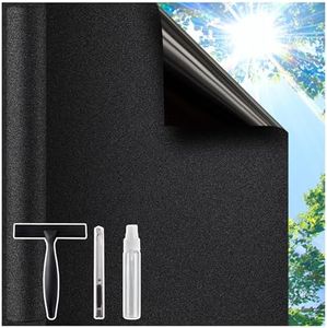Coavas Blackout Window Film,Window Blackout Film,Privacy Window Film,No-Glue,Improves Sleep,Helps Stop Dog Barking,Protects Furniture,Kitchen,Living Room,Bedroom,Matte Black,44.5x200cm