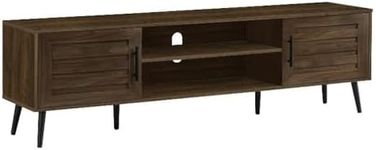 Monarch Specialties 2717, 72 Inch, Console, Media Entertainment Center, Storage Cabinet, Living Room, Bedroom, Brown Laminate, Black Wood Legs 1 Tv Stand, 71" L x 15.5" W x 20.75" H