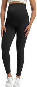 Buttergene Women's Maternity Leggings Over The Belly Pregnancy Active Wear Workout Yoga Tights Pants, Black, Medium