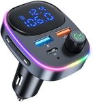 Bluetooth 5.3 FM Transmitter for Car Radio [2022 New], SOARUN Bluetooth Car Adapter [PD 20W+QC 3.0] [Large LCD Screen], Supports Handsfree Call Siri Google Assistant U Disk, 7 Color LED Backlit