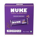 NUKE Choco Almond Bar 20g Protein Bars [Pack of 6] Protein Blend, 8.3g Fiber, No Preservatives, 100% Veg, For Energy & Fitness - 390g [6 x 65g each]