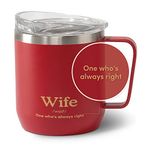 VAHDAM Wife Mug (300ml/10.1oz) Red Reusable Mug | 18/8 Stainless Steel, Vacuum Insulated Travel Tumbler Cup | Carry Hot & Cold Beverage | Sustainable Tea & Coffee Mug, Wife Gifts