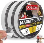 XFasten 1/2-Inch X 10-Foot, Pack of 3 Strong Magnetic Tape Roll, Sticky Magnetic Strips with Adhesive Backing for Crafts, DIY, Walls, Heavy Duty Magnetic Tape for Whiteboard, Adhesive Magnetic Strips