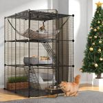 YITAHOME Large Indoor Cat Cage with Hammock, Spacious Cat Playpen for Small Pets, Ferrets, Chinchillas, Rabbits (Black)