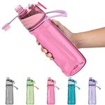 Healter 650ml Misting Water Bottle with Spray Mist for Outdoor Hydartion Cycling Climbing Hiking Mountaineering Gym, Pink