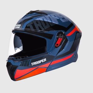 Studds Trooper Dv D1 Isi and Dot Certified Gloss Finish Flip-Up Full Face Motorcycling Helmet for Men and Women with Inner Sun Visor(Blue N8 M)