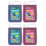 Liquipak Caravan Toilet Fluid & Rinse Chemical, Blue 10L & Pink 10L - For Caravan, Camper, Motorhome, Boat - Liqui-Bloo & Rinse, Formaldehyde Free 4x5L