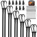 Black Bungee Cords Assorted Sizes,36 PCS Bungee Cords Heavy Duty Outdoor,8",12",18",24",36",48",60" Bungee Cords with Hooks & Carabiner Strap,6 Inch Bungee Balls,Tarp Clips with Carry Bags