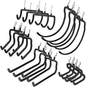 15Pcs Pegboard Double Hooks Hangers, YOCOMEY Pegboard Drill Cord Holders, Peg Board Hanging Power Tool Accessories for Utility Garage Storage Workbench (5 Shapes)