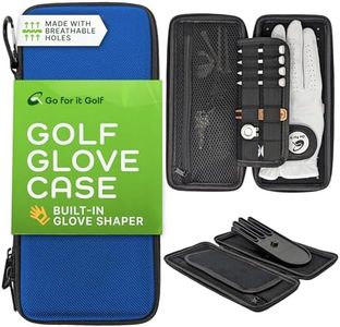 Go For It Golf Glove Case with Glove Shaper for a Wrinkle Free Glove - Golf Case with Magnetic Glove Holder - Organizer for Golf Divot Tool and Golf Accessories for Men & Women - Key Holder (Blue)