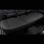 Black Panther PU Leather Rear Bench Car Seat Cover Protector Fits 90% of 4-dr Vehicles for Seat Bottom Only (Not for Pickup Truck and Large SUV), Triangle-Quilted - Black