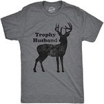 Mens Trophy Husband Tshirt Funny Hunting Buck Deer Fathers Day Tee Mens Funny T Shirts Dad Joke T Shirt for Men Funny Hunting T Shirt Novelty Tees for Men Dark Grey L