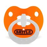 Battle Sports Binky Oxygen Football Mouthguard - Detachable Strap, Maximum Breathability, Works with Braces & No Boiling Required - Orange/White