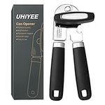 Can Opener Manual with Magnet Lid Lifter, UHIYEE Effort-Saving Heavy Duty Can Opener Manual for Senior, Manual Can Openers Stainless Steel, Handheld Can Openers for Arthritic Hands, Black