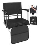 Stadium Seats for Bleachers with Back Support & Armrests, Foldable Stadium Chair with Removable Padded Comfy Foam Cushion, Lightweight Protable Bleacher Seat with Shoulder Strap (Black A, 1)