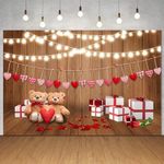 ZJRBJB Valentine's Day Backdrop 10x7ft Vintage Rustic Wood Photography Background Red Love Heart Photo Backdrops for Mother's Day Wedding Bridal Shower Anniversary Party Girl Birthday Decor Supplies