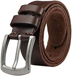BELTER Cinturón Hombre Piel de Vacuno Cinturones Hombre Jeans Casual Vaquero Trabaja 110-160CM Tallas Grandes con Caja de Regalos (110cm, Marrón)
