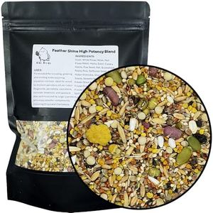 KikiBirds Feather Shine High Potency Blend with Bee Pollen & Freeze-Dried Sprouts - Premium Parrot Food for Molting, Breeding & Growth - Omega Rich | 17.5% Plant Protein | USA-Made 1 lb