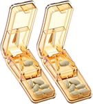 2PCS Pill Cutter for Small and Tiny Pills, Professional Pill Splitter for Cutting Small Pills or Large Pills in Half - Brown