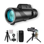 80x100 Monocular Telescope High Powered for Smartphone Monoculars for Adults High Definition Monocular Telescope for Stargazing Hunting Wildlife Bird Watching Travel Camping Hiking (Black)