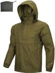Outdoor Ventures Men's Rain Jacket Waterproof Lightweight Packable Rain Pullover for Hiking Golf Running