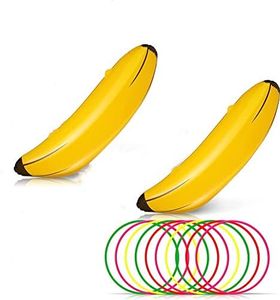 Bachelorette Party Favor Girls Night Out Party Games - Ring Toss Hoopla Games for Bachelorette Party Swimming Pool (Include 2 Pieces Inflatable Banana with 9 Pieces Plastic Toss Rings)