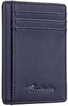 Travelambo Front Pocket Minimalist Leather Slim Wallet RFID Blocking Medium Size(VP Blue Navy)