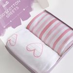 Bassinet Sheets Compatible with RONBEI Baby Bassinet Bedside Sleeper, Cuddor, BabyBond and BUBAVAN Bedside Bassinet, 100% Jersey Knit Cotton Sheets, Breathable and Heavenly Soft, Pink Print for Baby